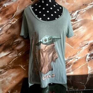 Star Wars Womens Tee Sz S The Child Mandalorian Sage Green Baby Yoda NEW‎